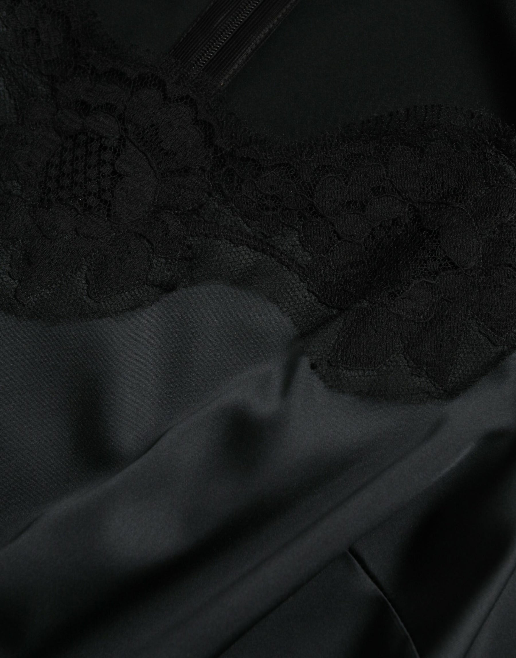 Dolce & Gabbana Black Polyester Lace Trim Sheath Midi Dress | Regal Royce