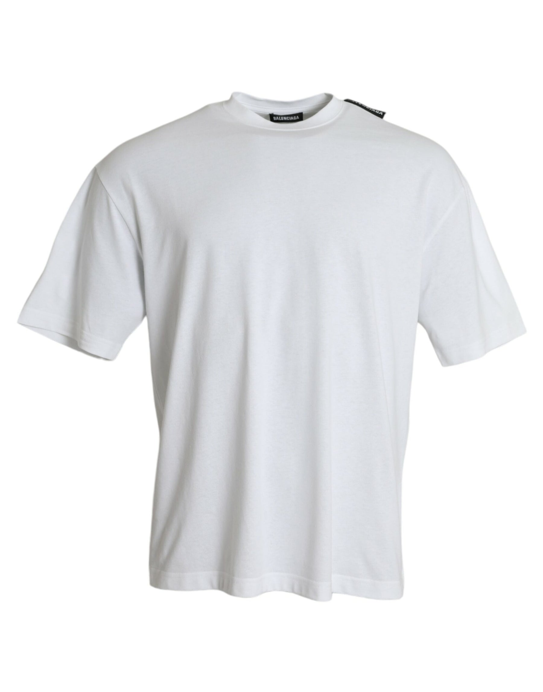 Balenciaga Off White Cotton Jersey Round Neck T-shirt | Regal Royce