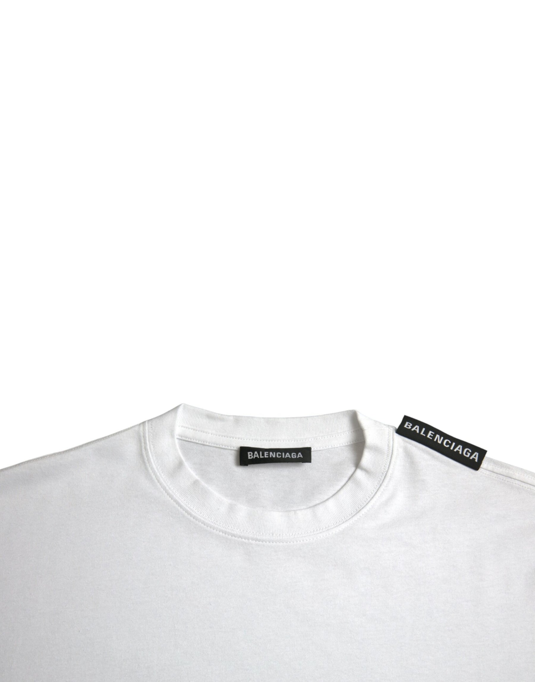 Balenciaga Off White Cotton Jersey Round Neck T-shirt | Regal Royce