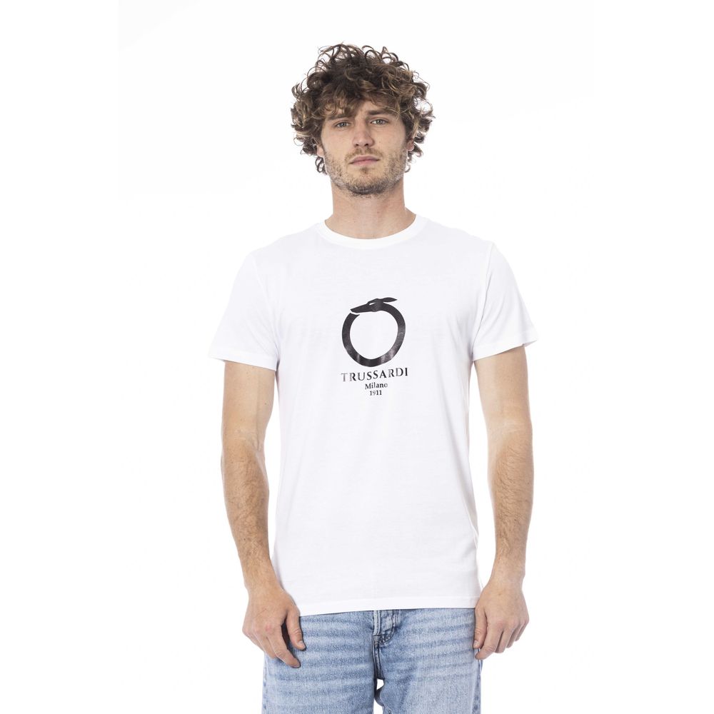 Trussardi Beachwear White Cotton T-Shirt | Regal Royce