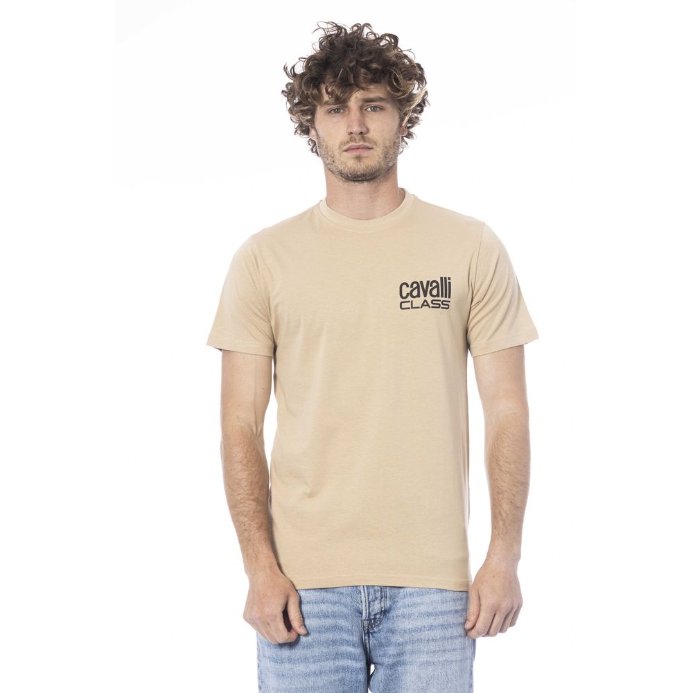 Cavalli Class Beige Cotton Men T-Shirt | Regal Royce