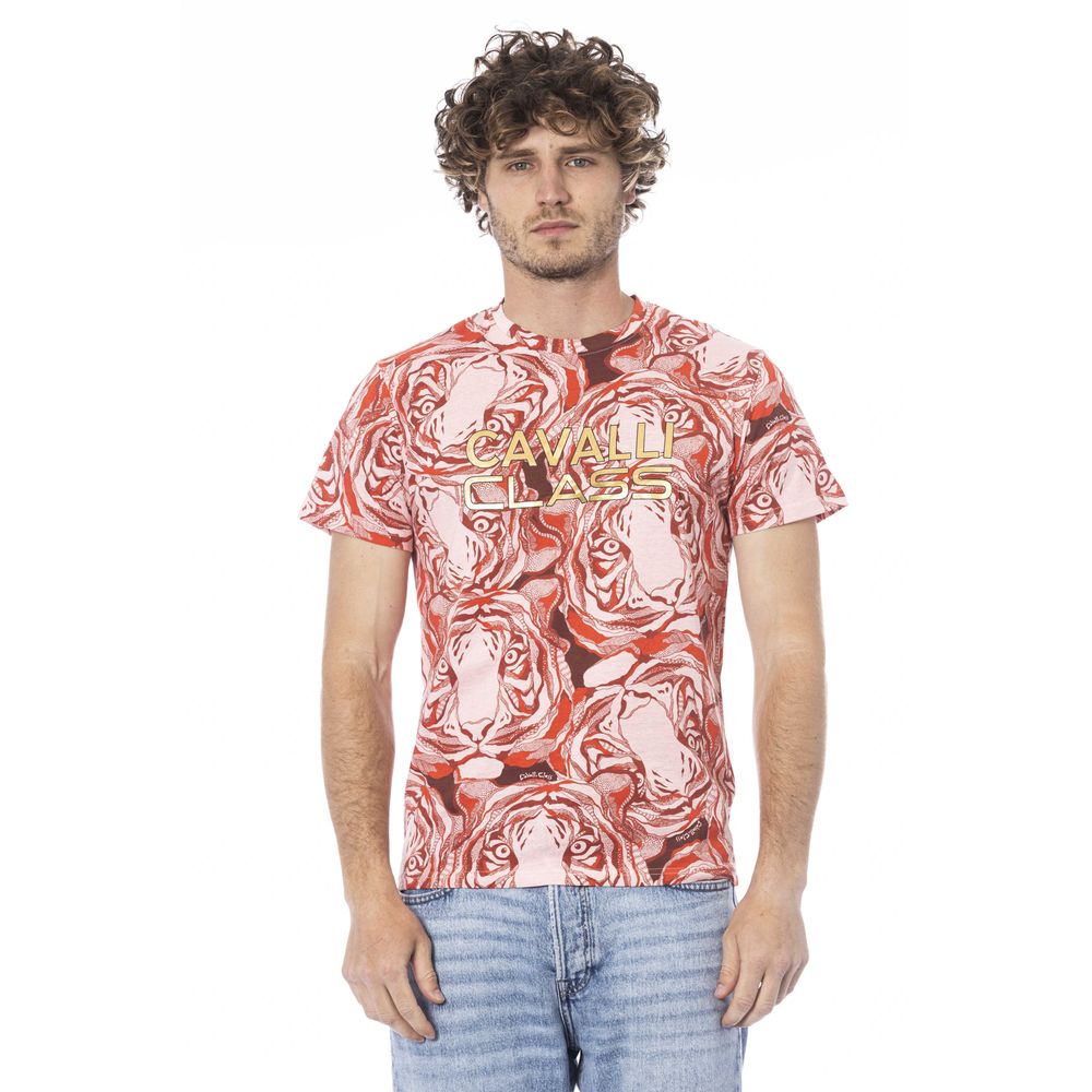 Cavalli Class Red Cotton Men T-Shirt | Regal Royce