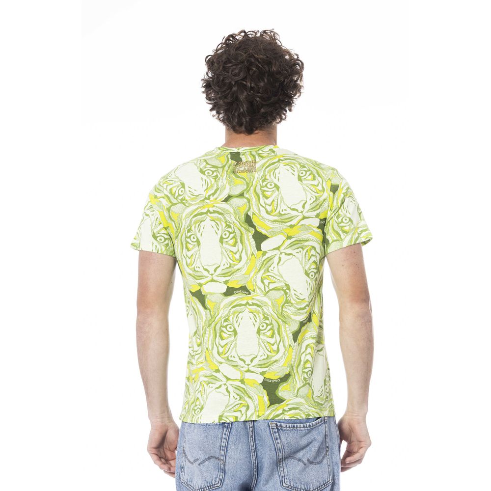 Cavalli Class Green Cotton Men T-Shirt | Regal Royce