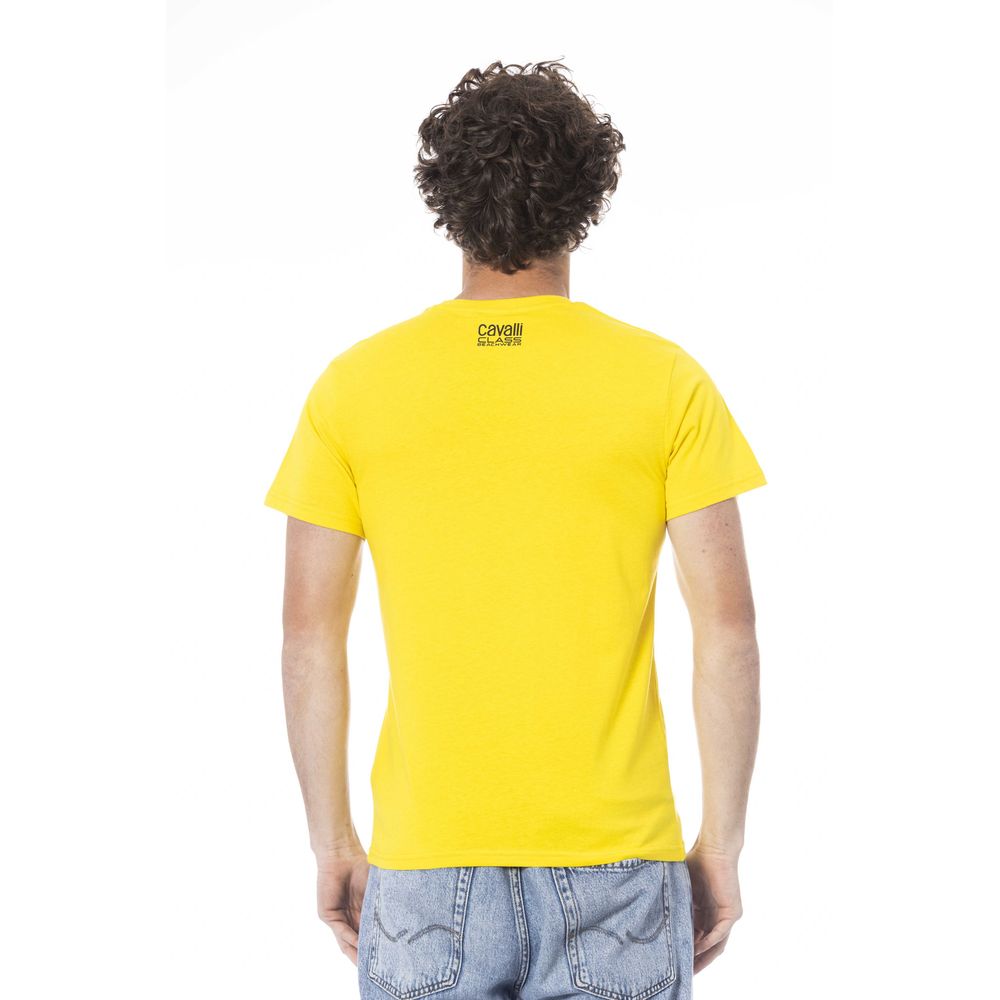Cavalli Class Yellow Cotton Men T-Shirt | Regal Royce