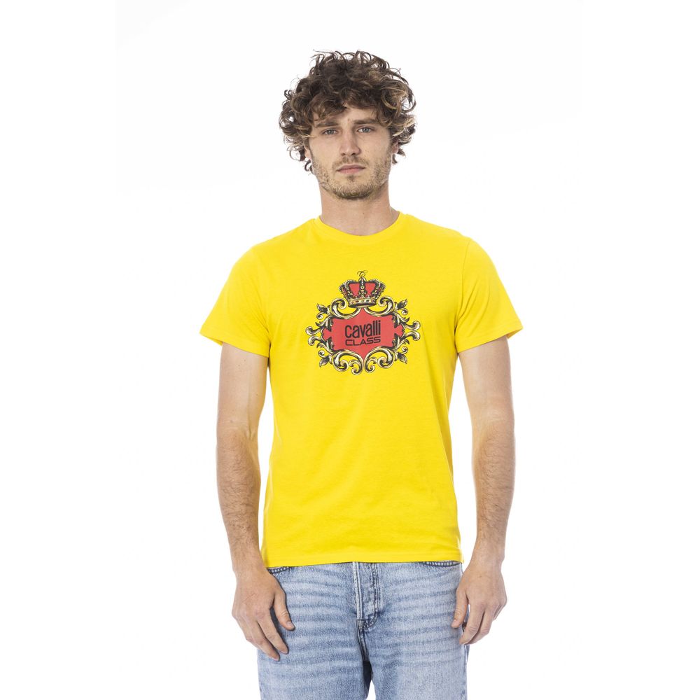 Cavalli Class Yellow Cotton Men T-Shirt | Regal Royce