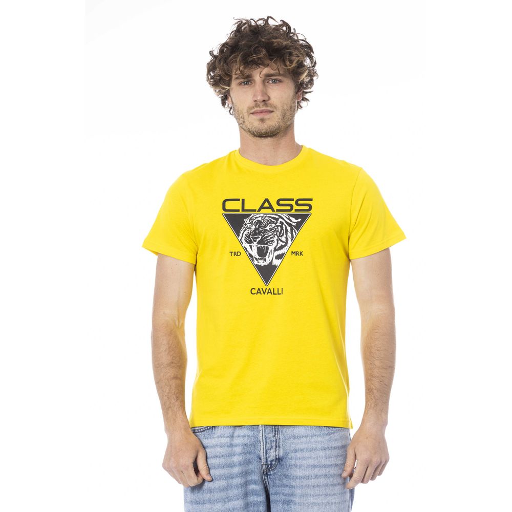 Cavalli Class Yellow Cotton Men T-Shirt | Regal Royce