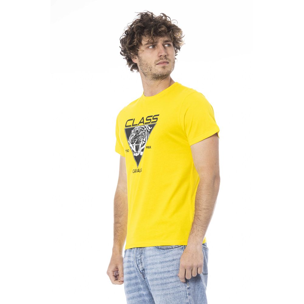 Cavalli Class Yellow Cotton Men T-Shirt | Regal Royce
