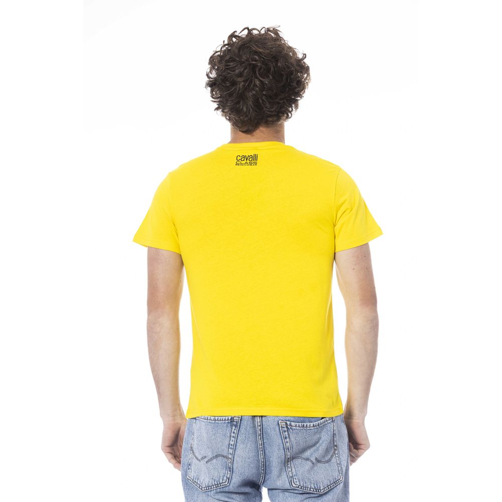 Cavalli Class Yellow Cotton Men T-Shirt | Regal Royce