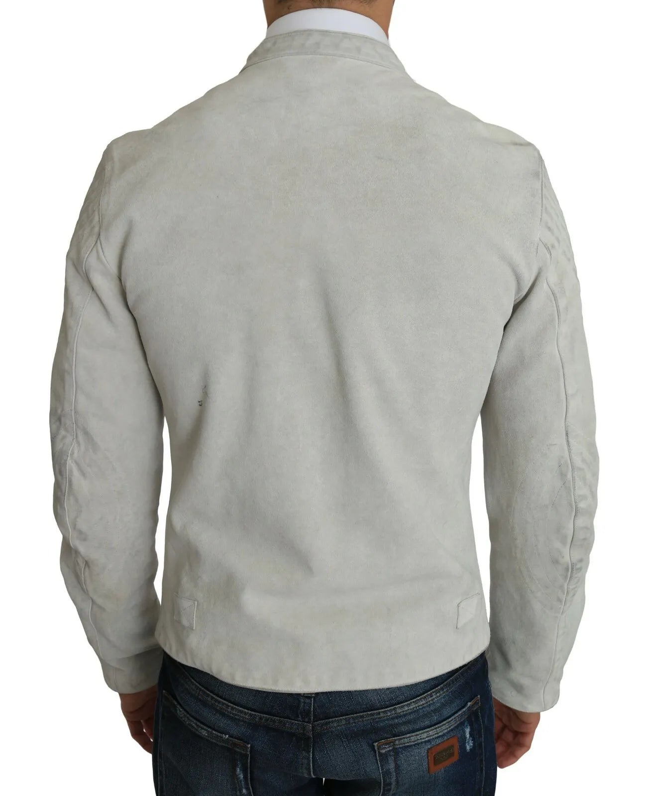 Dolce & Gabbana Leather White Biker Motorcycle Jacket | Regal Royce