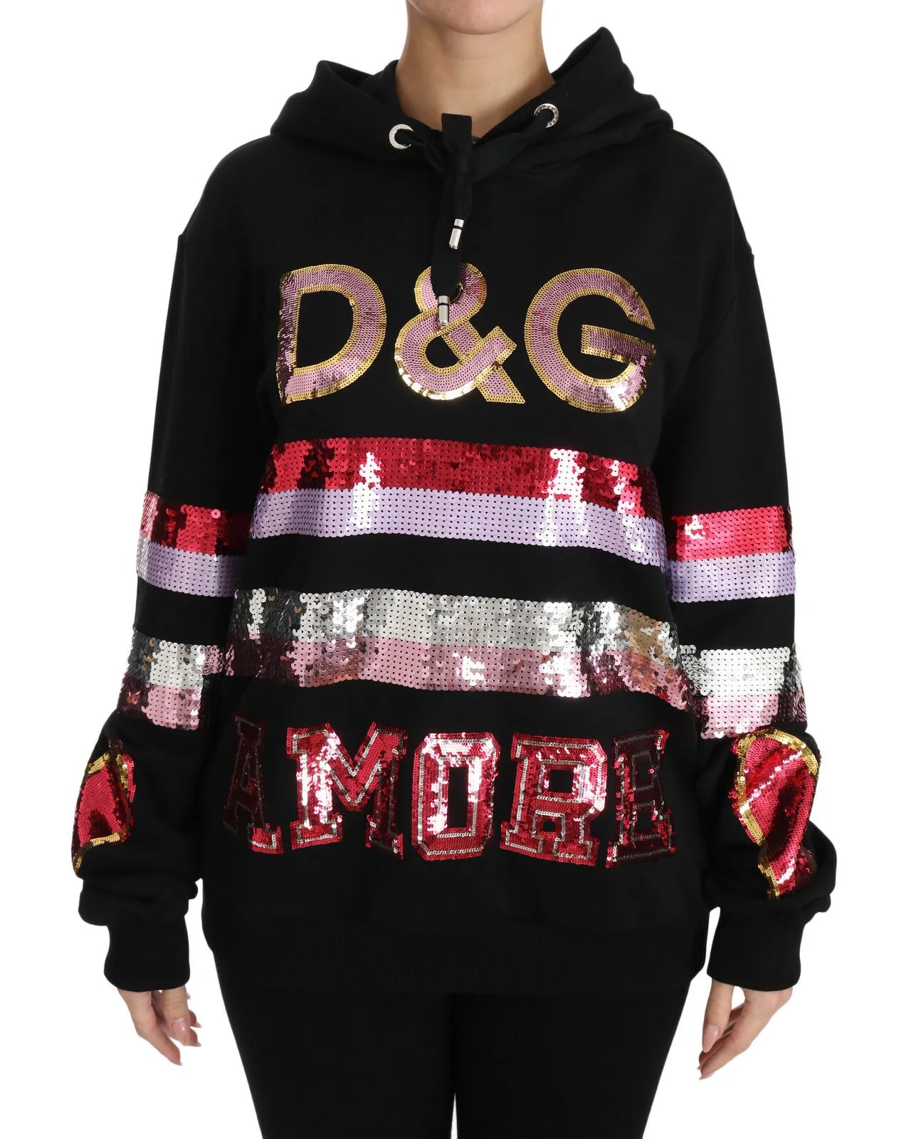 Dolce & Gabbana DG Sequined Hooded Pullover Sweater | Regal Royce