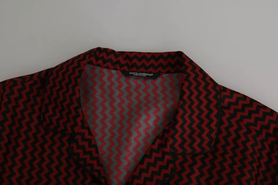 Dolce & Gabbana Black Red Zigzag Pattern Casual Shirt | Regal Royce