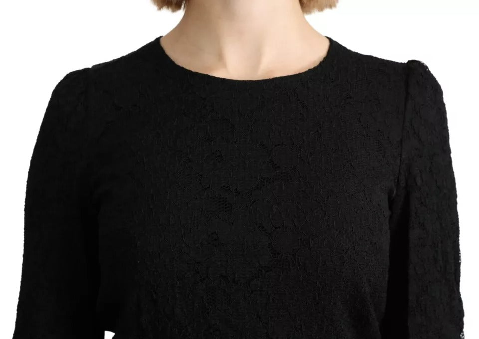 Dolce & Gabbana Black Lace Long Sleeves Blouse STAFF Top | Regal Royce