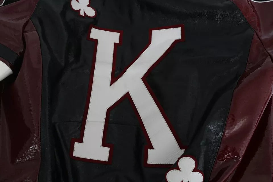 Dolce & Gabbana Black Bordeaux Hooded Leather DG King of Love Jacket | Regal Royce