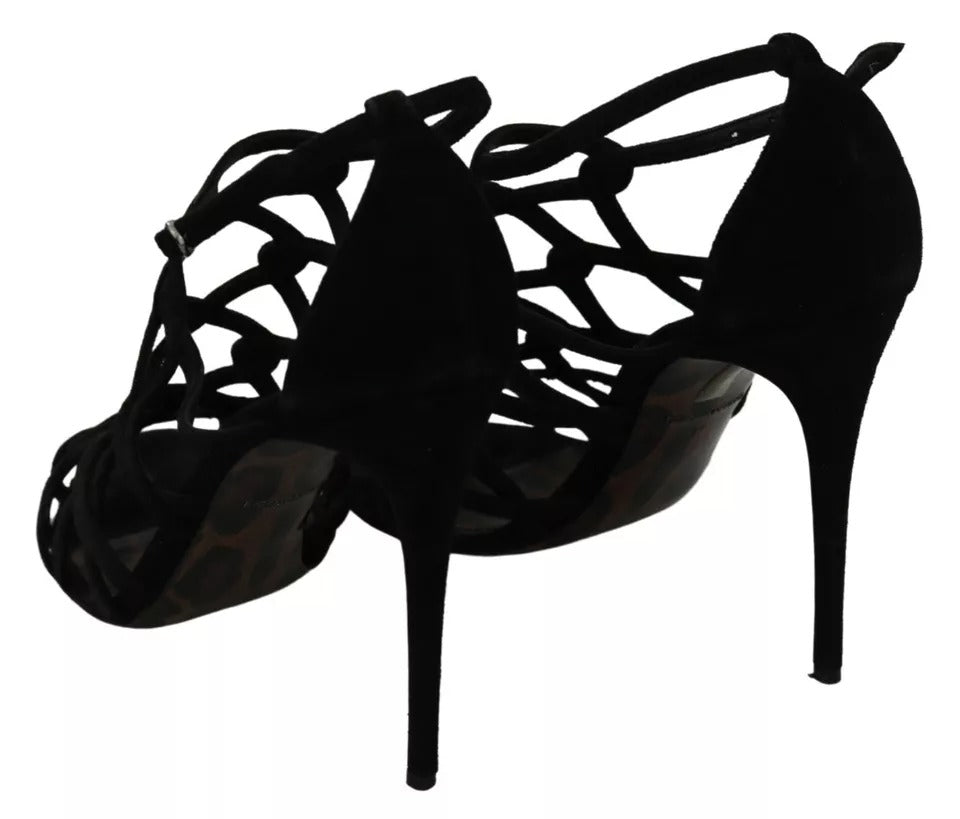 Dolce & Gabbana Black Suede Ankle Strap Stiletto Shoes | Regal Royce