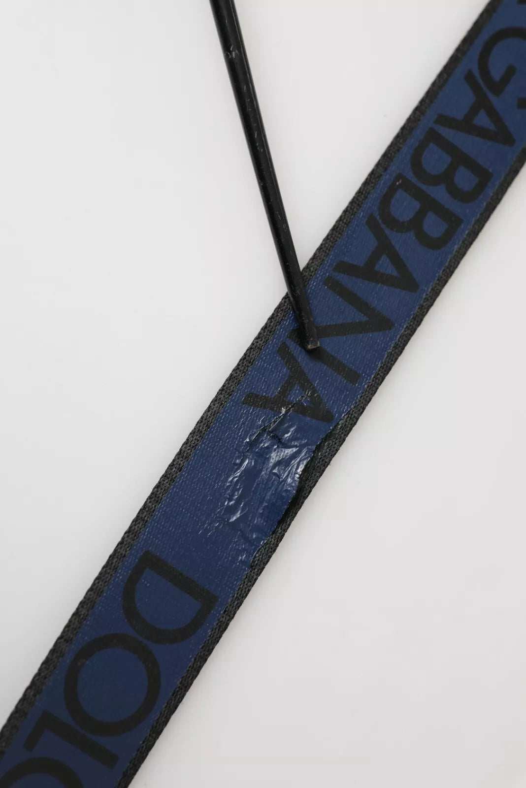 Dolce & Gabbana Black Blue Logo Silver Metal Buckle Belt | Regal Royce