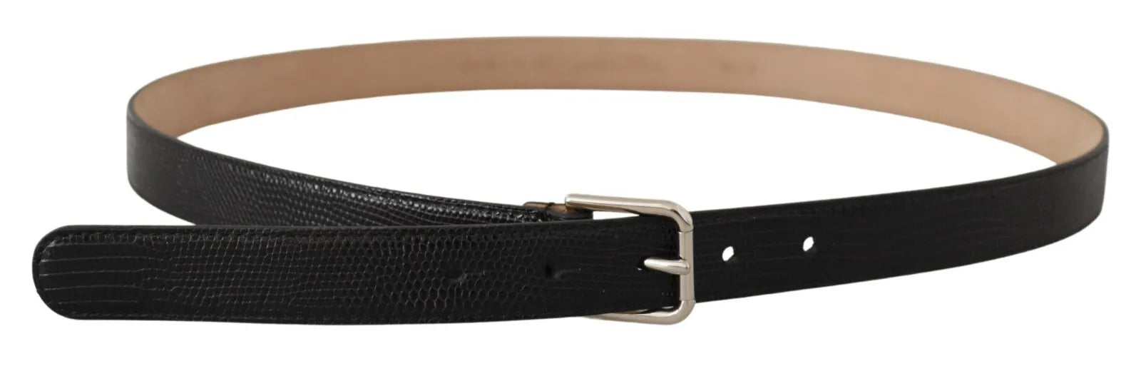 Dolce & Gabbana Black Classic Leather Silver Metal Buckle Belt | Regal Royce