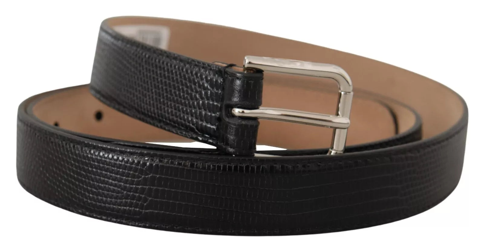Dolce & Gabbana Black Classic Leather Silver Metal Buckle Belt | Regal Royce