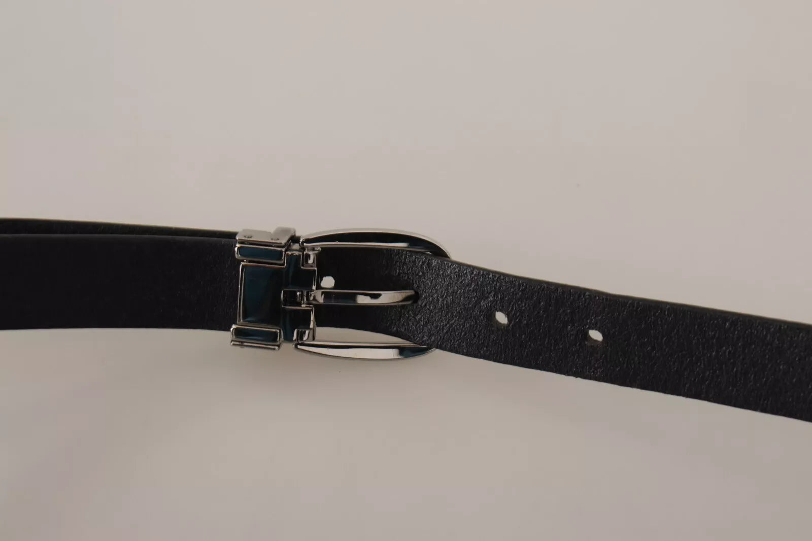Dolce & Gabbana Black Classic Leather Silver Tone Metal Buckle Belt | Regal Royce