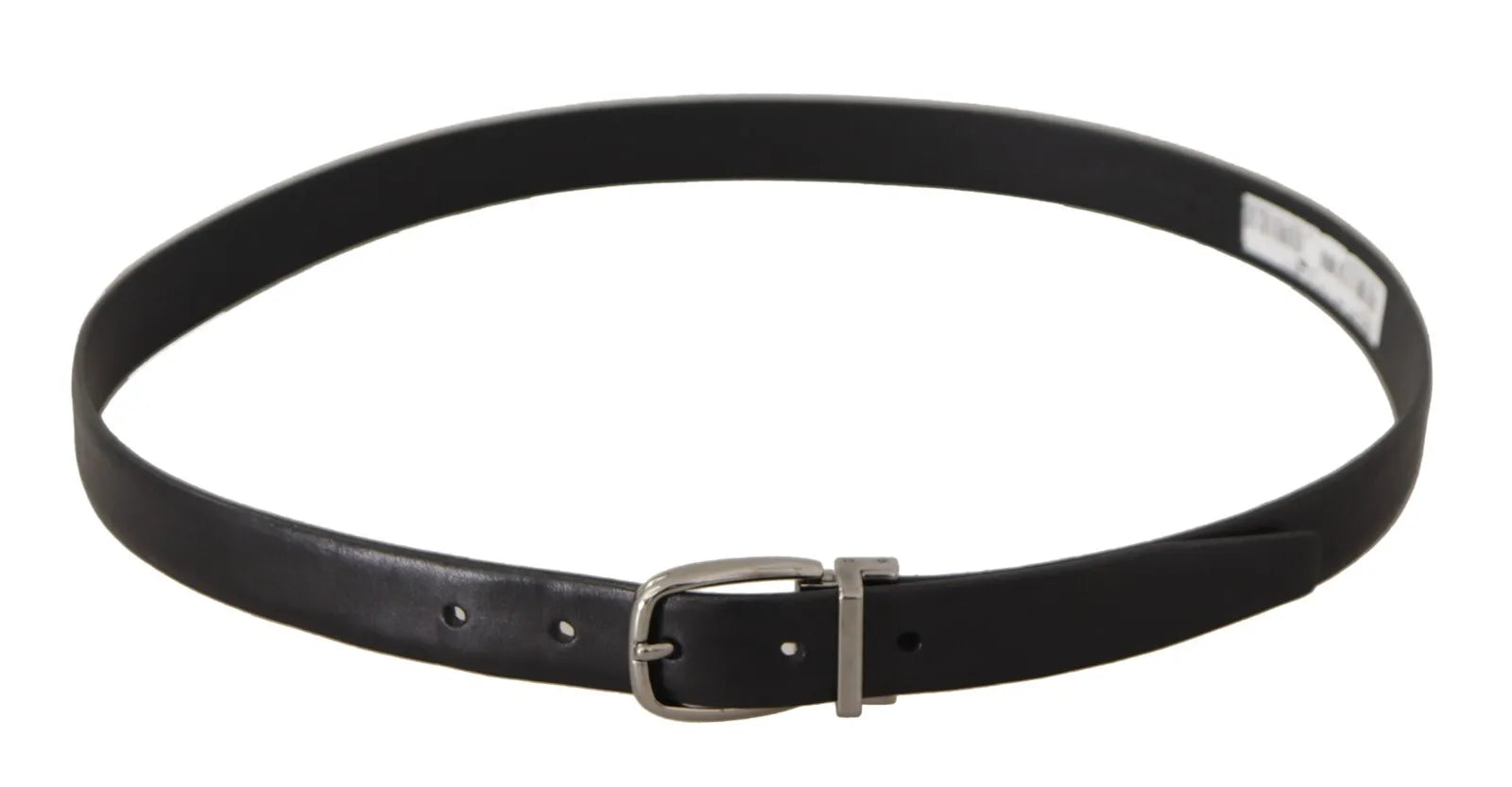 Dolce & Gabbana Black Classic Leather Silver Tone Metal Buckle Belt | Regal Royce