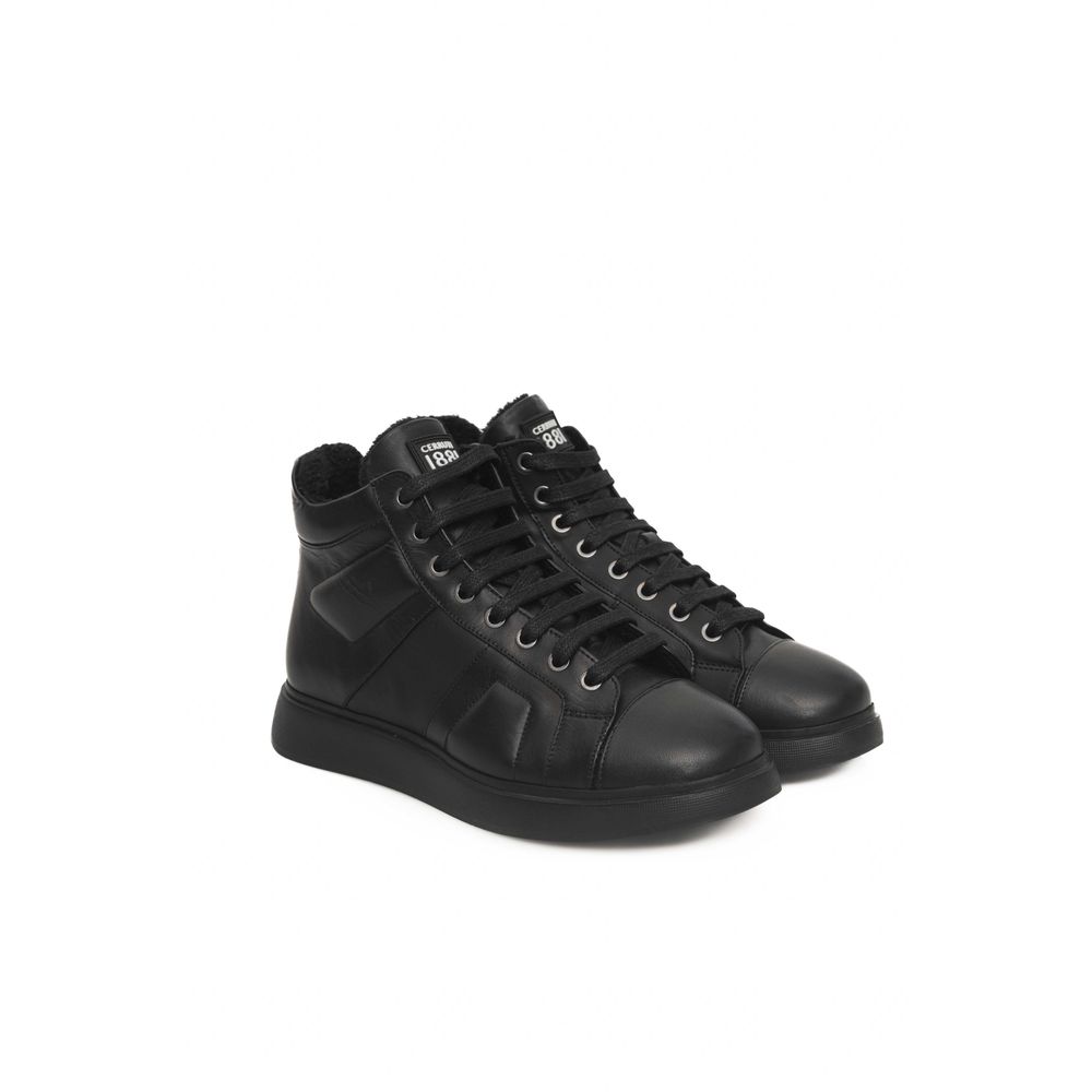 Cerruti 1881 Black Leather Women Sneaker | Regal Royce