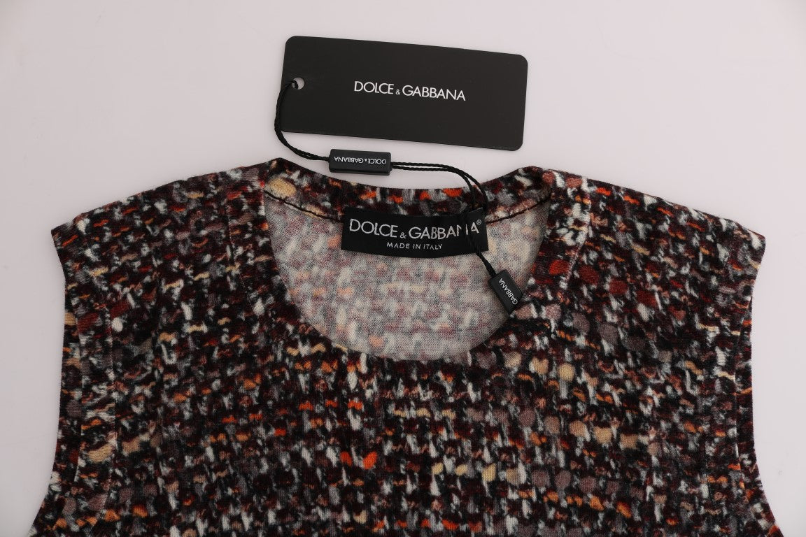 Dolce & Gabbana Multicolor Print Knit Top Wool T-shirt | Regal Royce
