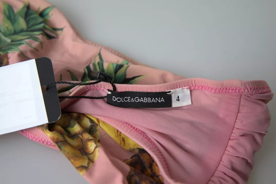 Dolce & Gabbana Pink Printed Beachwear Bikini Top Swimsuit | Regal Royce