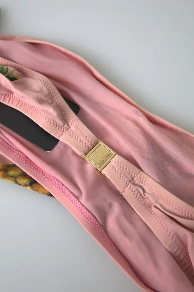 Dolce & Gabbana Pink Printed Beachwear Bikini Top Swimsuit | Regal Royce