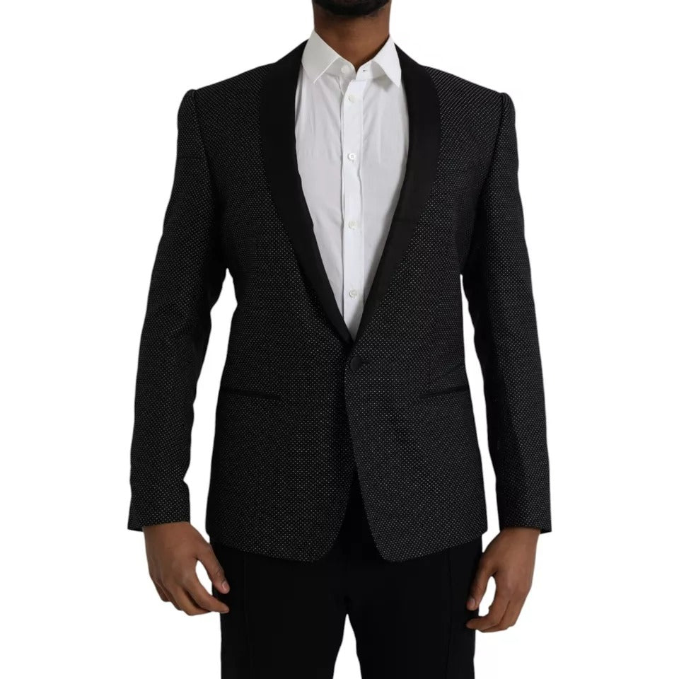 Dolce & Gabbana Black Jacquard MARTINI Single Breasted Coat Blazer | Regal Royce