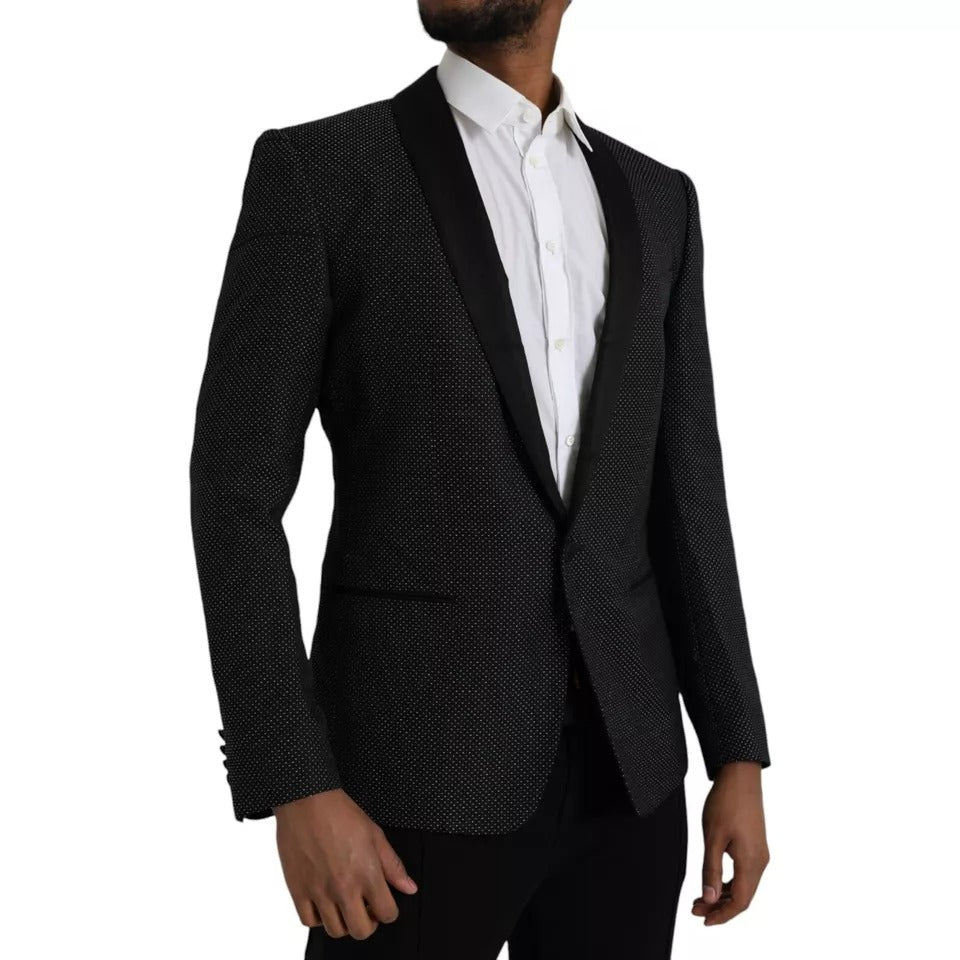 Dolce & Gabbana Black Jacquard MARTINI Single Breasted Coat Blazer | Regal Royce