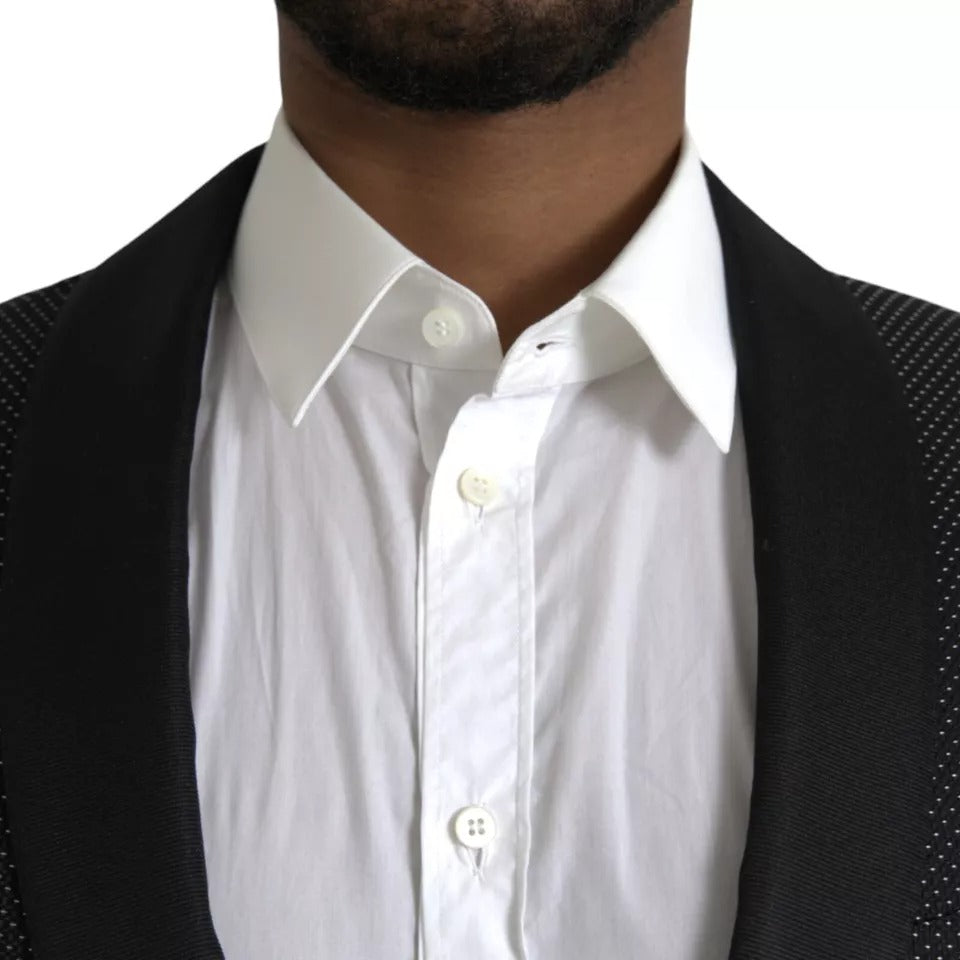 Dolce & Gabbana Black Jacquard MARTINI Single Breasted Coat Blazer | Regal Royce