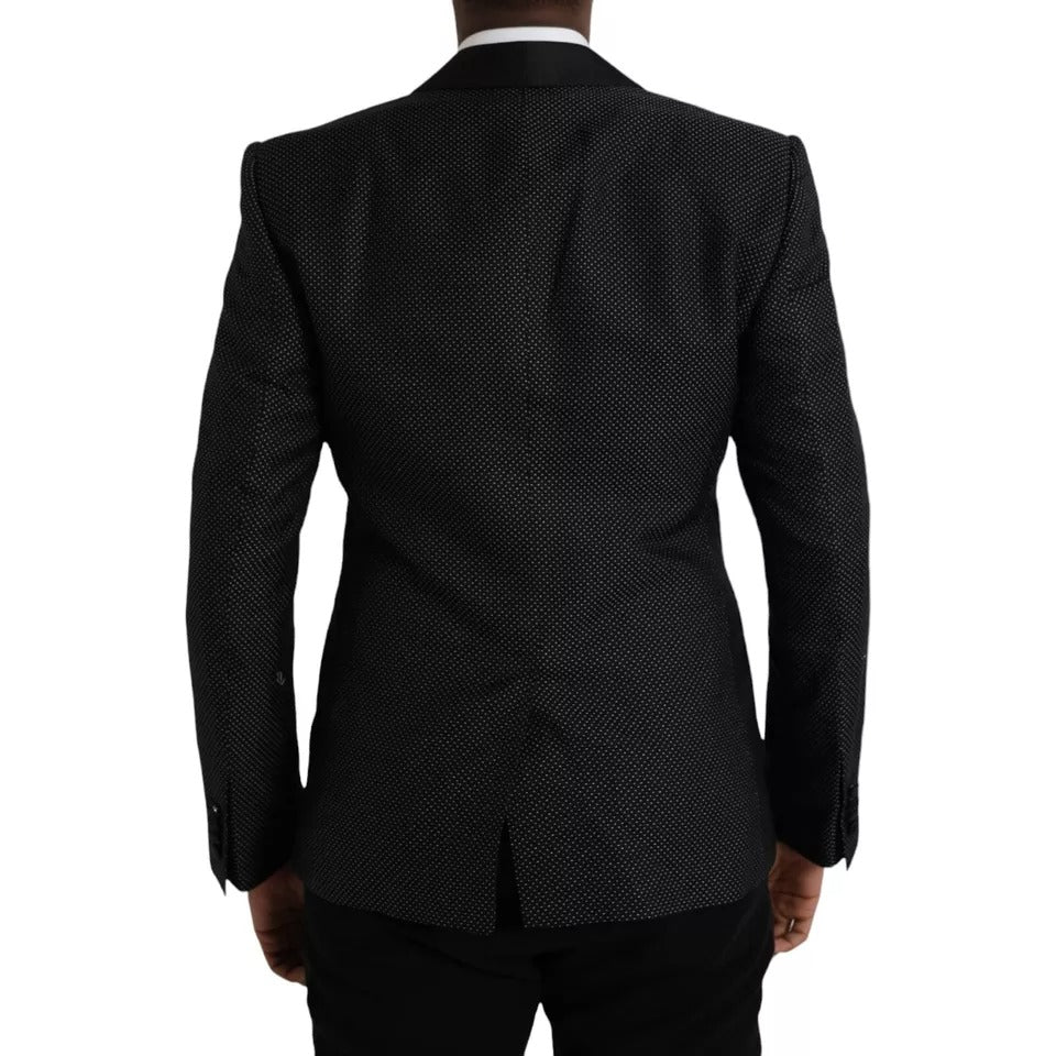 Dolce & Gabbana Black Jacquard MARTINI Single Breasted Coat Blazer | Regal Royce