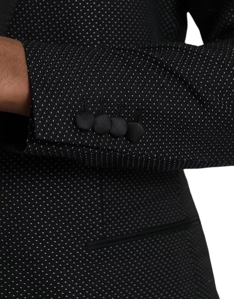 Dolce & Gabbana Black Jacquard MARTINI Single Breasted Coat Blazer | Regal Royce