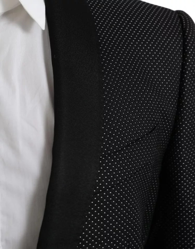 Dolce & Gabbana Black Jacquard MARTINI Single Breasted Coat Blazer | Regal Royce