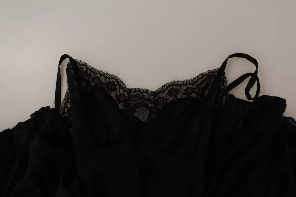 Dolce & Gabbana Black V-neck Long Sleeves Mini A-line Dress | Regal Royce