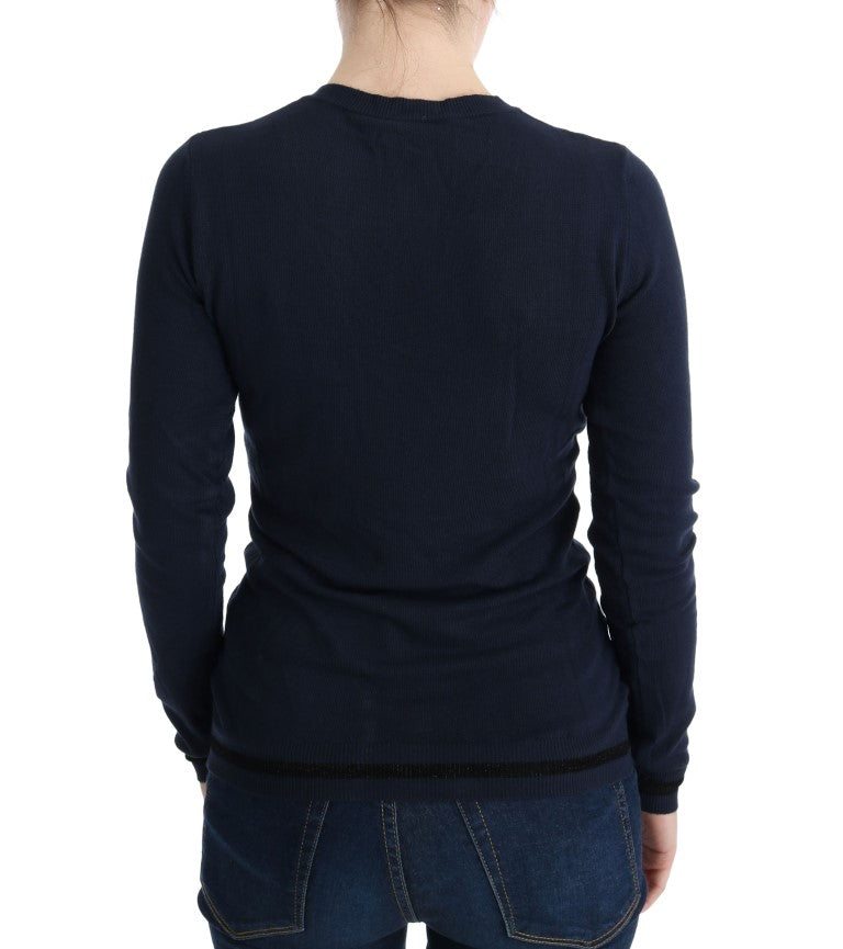 Costume National Blue V-neck Viscose Sweater | Regal Royce
