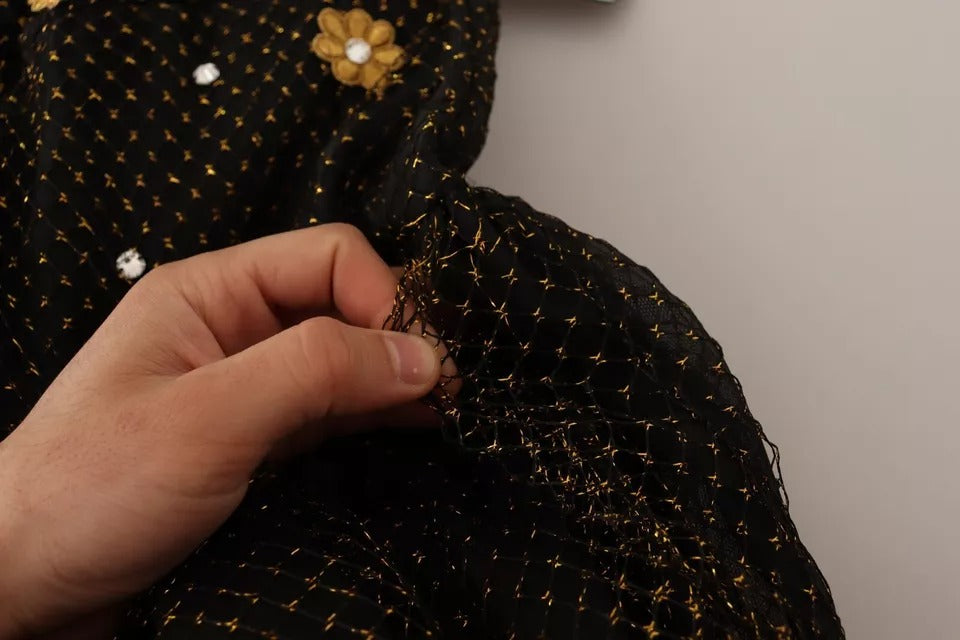 Dolce & Gabbana Black Crystal Floral Maxi Ball Gown Dress | Regal Royce