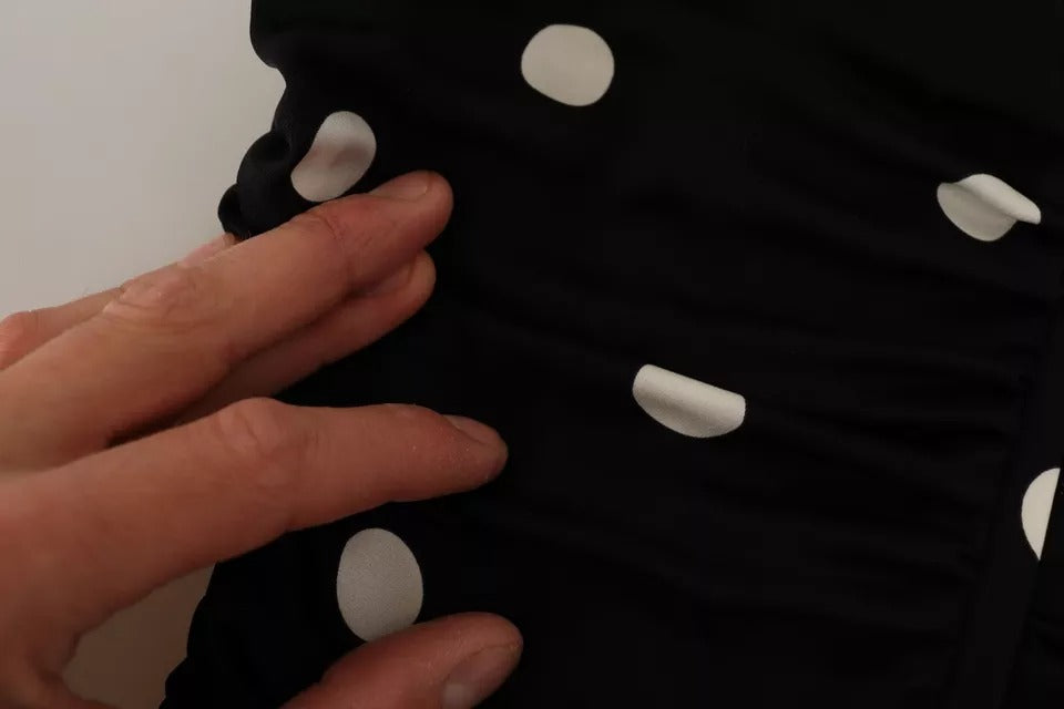 Dolce & Gabbana Black Silk Polka Dots V-neck Sheath Midi Dress | Regal Royce