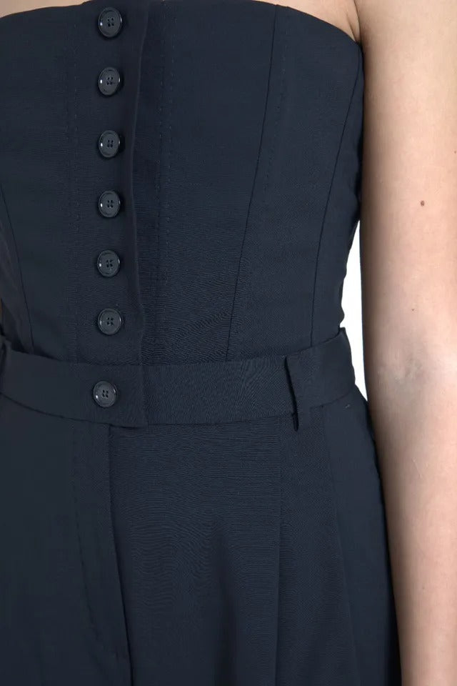 Dolce & Gabbana Black Wool Stretch Strapless Jumpsuit Dress | Regal Royce