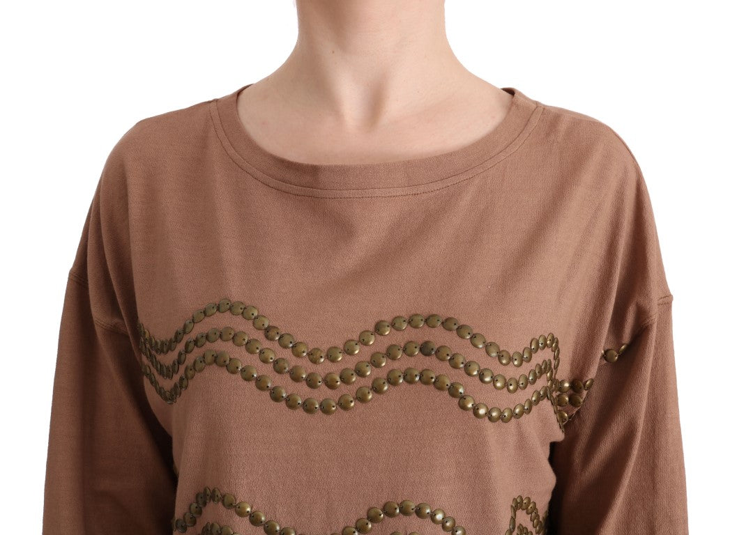 John Galliano Brown Cotton Studded Sweater | Regal Royce