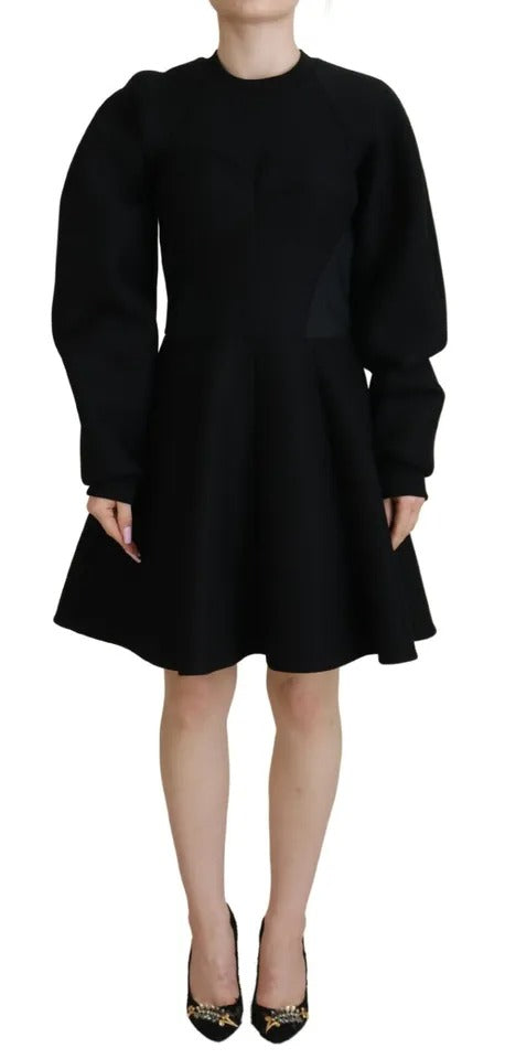 Dolce & Gabbana Cotton Black Long Sleeves A-line Mini Dress | Regal Royce