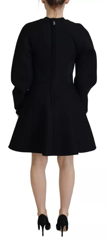 Dolce & Gabbana Cotton Black Long Sleeves A-line Mini Dress | Regal Royce