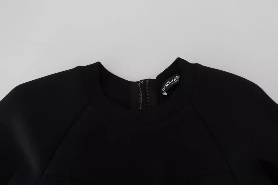 Dolce & Gabbana Cotton Black Long Sleeves A-line Mini Dress | Regal Royce