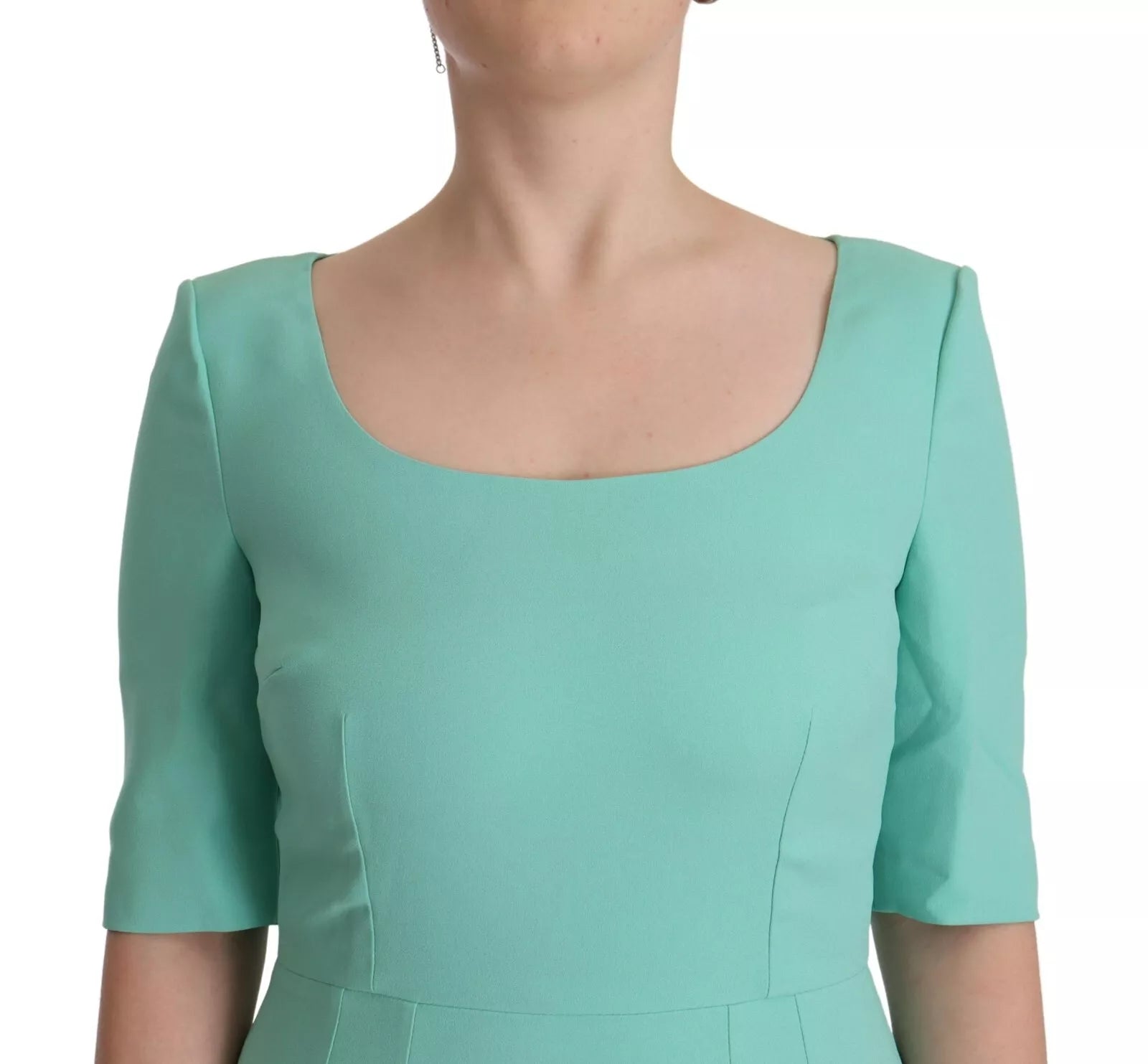 Dolce & Gabbana Mint Green Sheath Square Neckline Midi Dress | Regal Royce