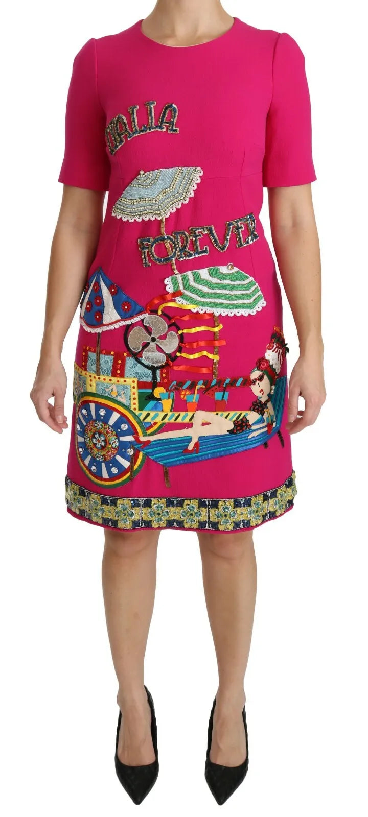 Dolce & Gabbana Pink Italia Forever Crystal Sheath Dress | Regal Royce