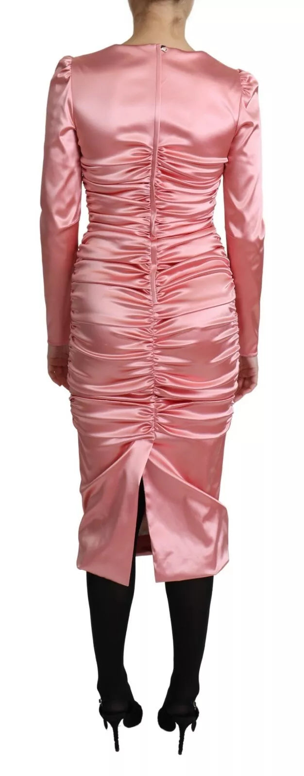 Dolce & Gabbana Pink Long Sleeves Bodycon Sheath Midi Dress | Regal Royce