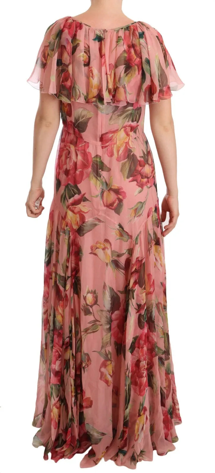 Dolce & Gabbana Pink Silk Floral Print Layered Maxi Dress | Regal Royce