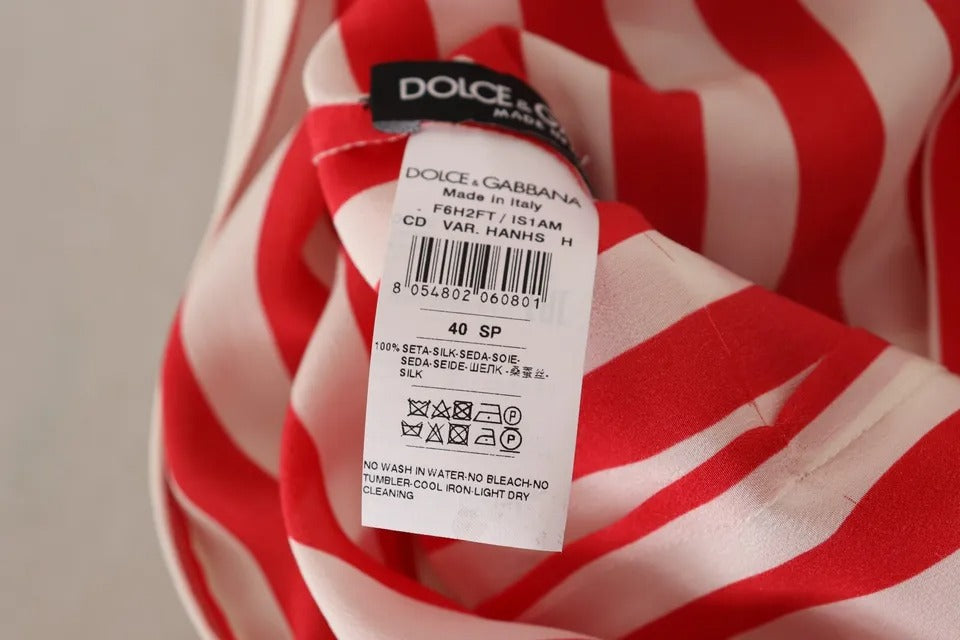 Dolce & Gabbana White Red Silk A-Line Shift Gown Maxi Dress | Regal Royce