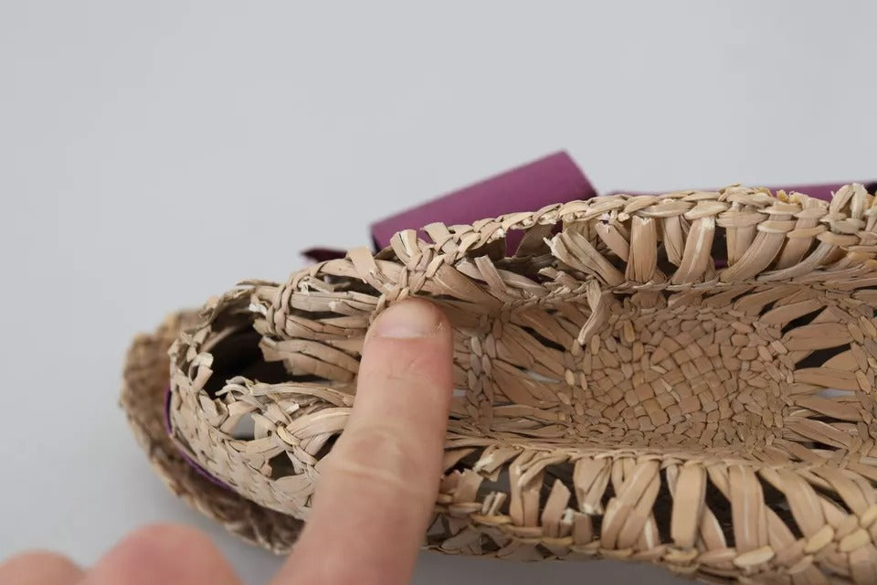 Dolce & Gabbana Brown Ribbon Floral Embellished Straw Hat | Regal Royce