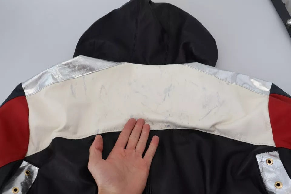 Dolce & Gabbana Black Leather Hooded Blouson Coat Jacket | Regal Royce