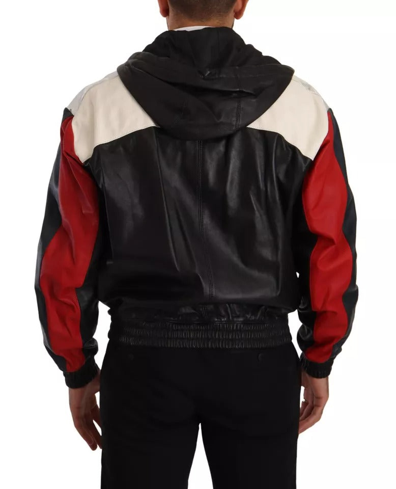 Dolce & Gabbana Black Leather Hooded Blouson Jacket | Regal Royce